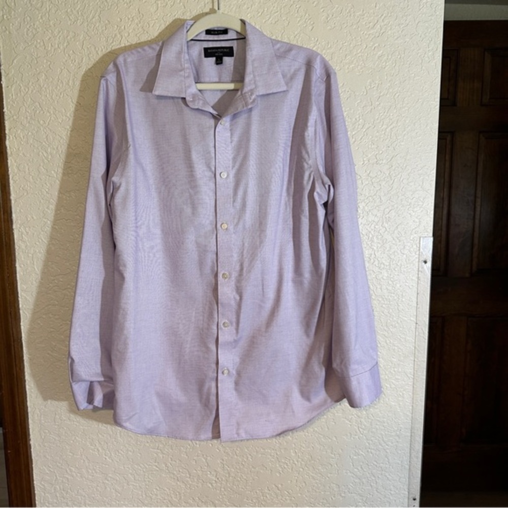 Banana Republic Men's Dress Shirt Non-Iron Burgundy Mini Checked Button Down‎ L - Picture 4 of 12